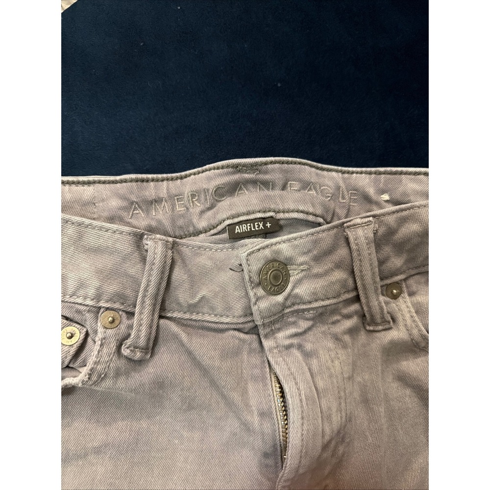 American Eagle Airflex+ Mens Grey Distressed Slim Fit Jeans Stretch Denim